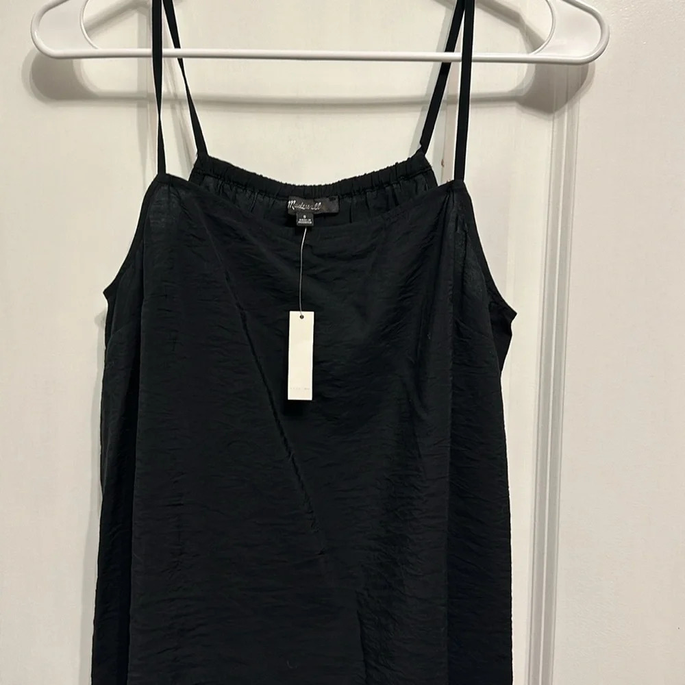 Madewell black spaghetti strap top w stretchy back at‎ top